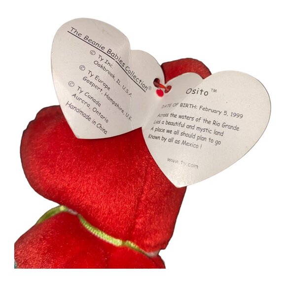 Ty Beanie Baby Osito Bear Mexico Red Retired Collectible Plush With Tag - Picture 7 of 10